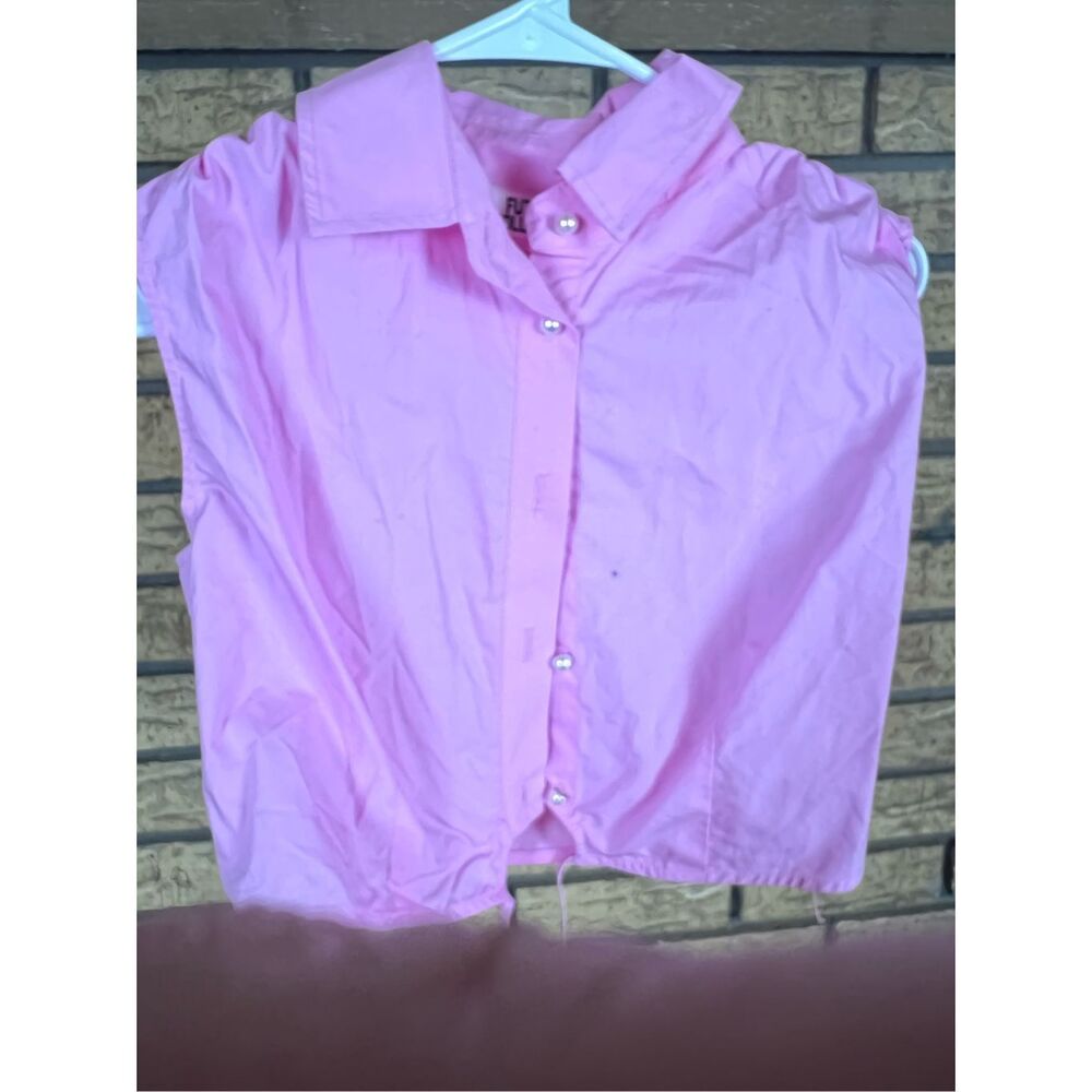 Future Collective Women's‎ Cropped Top Collared Wrap Around Waist Tie size s